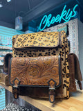 - PREORDER ONLY - Leopard Frankie Western Handtooled HOH XLarge Backpack