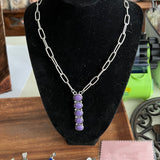 3 Stone Purple Paper Clip Chain Necklace 18 - inch